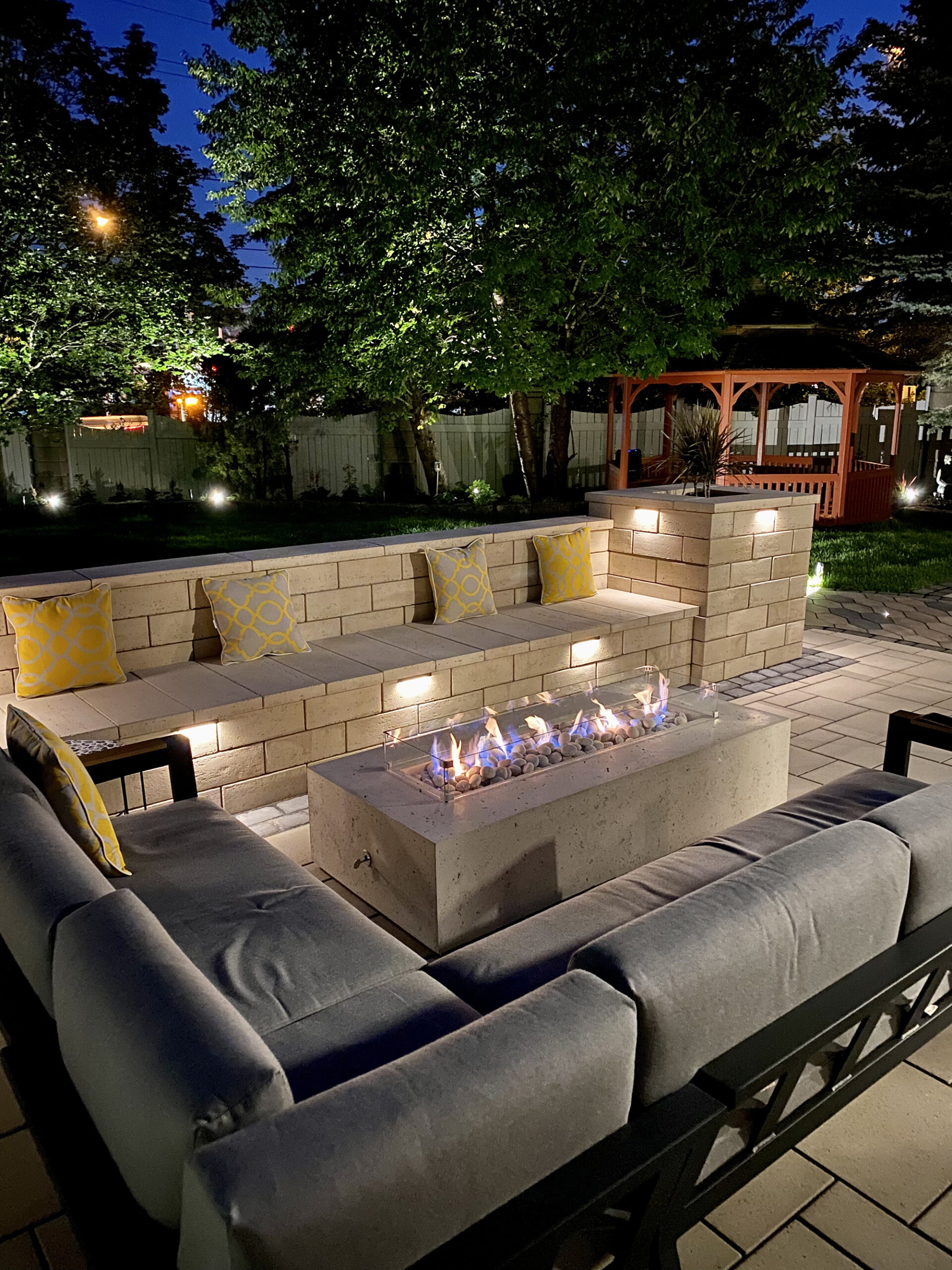 Retaining Wall and Landscape Lighting